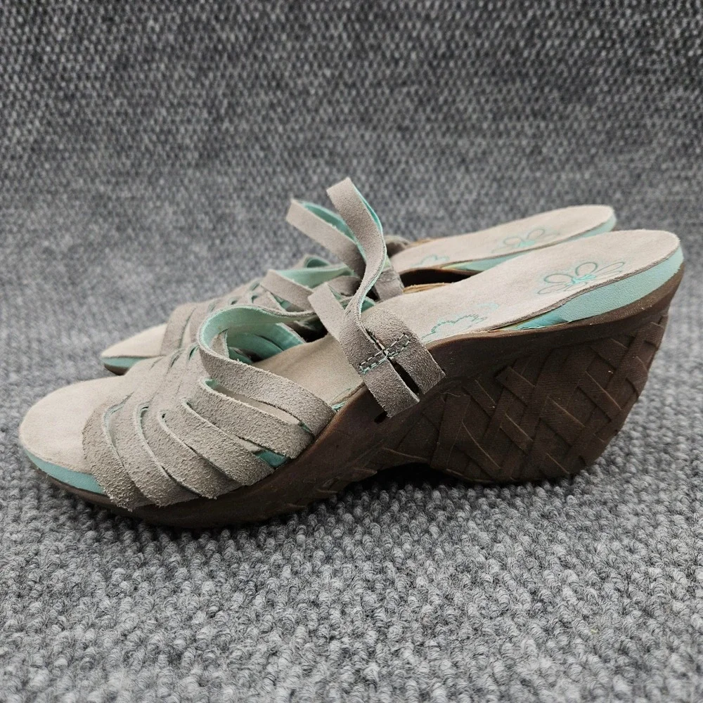 Cushe (Women's 10) Gray Sandals Weave Suede Strappy Wedge Comfort Boho Summer